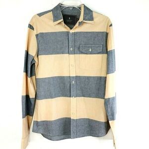 Hawkins McGill L/S Chambray Blue/Tan Men's Long Sleeve Color Block Shirt XS